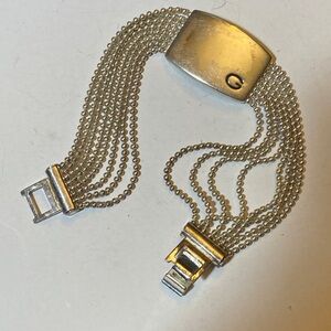 Guess Vintage Silver Plated Beaded Chain G Bracelet